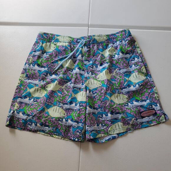 Vineyard Vines Shorts Mens Medium Blue Fish Swim Trunks Board Shorts - Picture 1 of 8